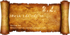 Uhrik Lóránt névjegykártya
